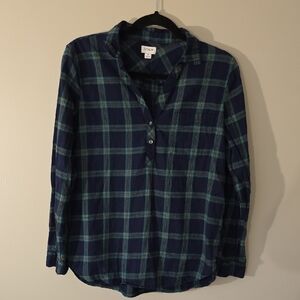 J.Crew Women's Preppy Plaid Henley – Size Small